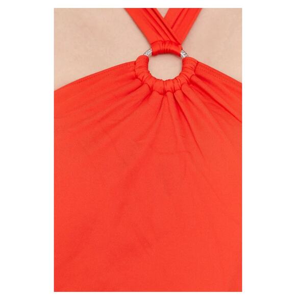 Michael Kors POPPY Red Solid Underwire Halter Blouson One-Piece Swimsuit 10 NWT - Picture 4 of 5